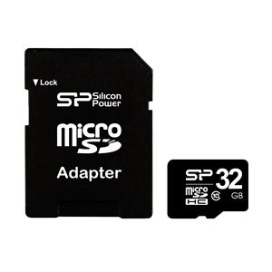 シリコンパワー micro SDHCカード 32GB （Class10） 永久保証 （SDHCアダプター付） SP032GBSTH010V10-SP - 拡大画像