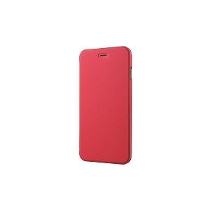 ELECOM（エレコム） iPhone 6 Plus用シェルカバー／フラップ付／受話口あり／保護フィルム付／レッド PM-A14LPVFRD