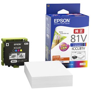 エプソン(EPSON) PF-70用 インクカートリッジ+写真用紙ライト＜薄手光沢＞L版100枚セット ICCL81V