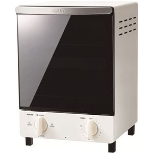 ハイアール AQUA オーブントースター タテ型1000W 前面ミラーガラス調 火力4段階切替 省スペースホワイト AQT-WT2（W）