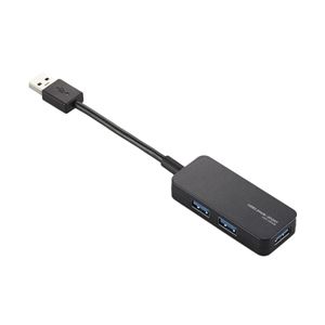 エレコム USB3.0ハブ／ケーブル固定／バスパワー専用／3ポート／ブラック U3H-K304BBK