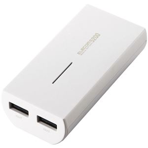 エレコム モバイルバッテリー／軽量コンパクト／まとめて充電対応／5200mAh／3A／ホワイト DE-M01L-5230WH