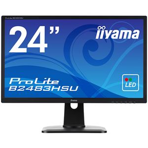 iiyama 24型ワイド液晶ディスプレイ ProLite B2483HSU（DisplayPort／DVI-D／D-SUB、昇降、ピボット） マーベルブラック B2483HSU-B1DP