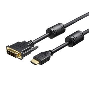 バッファロー（サプライ） HDMI：DVI変換ケーブル コア付 3.0m ブラック BSHDDV30BK - 拡大画像