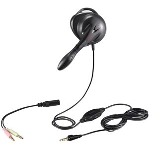 バッファロー（サプライ） 片耳 耳掛け式ヘッドセット 4極＆3極プラグ搭載 ブラック BSHSECM01BK - 拡大画像