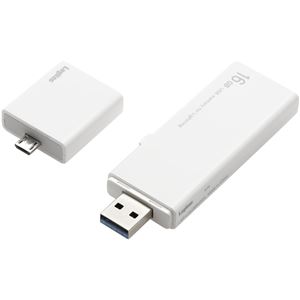 Logitec Lightningコネクタ搭載USBメモリ/USB3.0/16GB/microUSB変換アダプタ付/ホワイト LMF-LGU316GWH