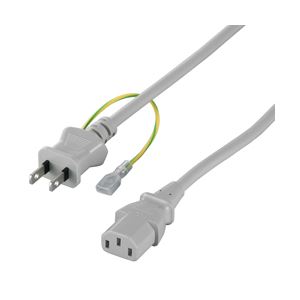 バッファロー(サプライ) 電源ケーブル 3ピンソケット(メス)⇔2ピンプラグ(オス) 2.0m グレー BSACC0620GYA