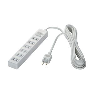 バッファロー(サプライ) 2ピン式電源タップ 6個口タイプ 雷サージ防止/集中スイッチ付 2m ホワイト BSTAPPS2620WH
