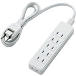 エレコム ほこりシャッター付き電源タップ/6個口/1m/ホワイト T-ST02-22610WH