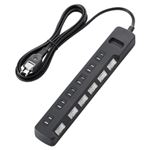 エレコム 雷ガードタップ/TV用/個別スイッチ/ホコリシャッター付/6個口/2.5m/ブラック T-TVK04-2625BK
