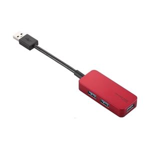 エレコム USB3.0ハブ/ケーブル固定/バスパワー専用/3ポート/レッド U3H-K304BRD