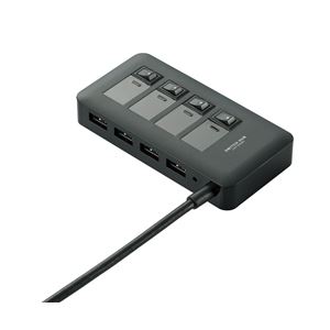エレコム USB3.0ハブ/個別スイッチ付/マグネット付/セルフパワー/4ポート/ブラック U3H-S409SBK - 拡大画像