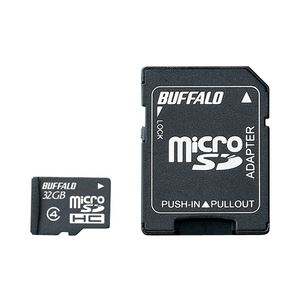 バッファロー 防水仕様 Class4対応 microSDHCカード SD変換アダプター付モデル 32GB RMSD-BS32GAB 商品画像