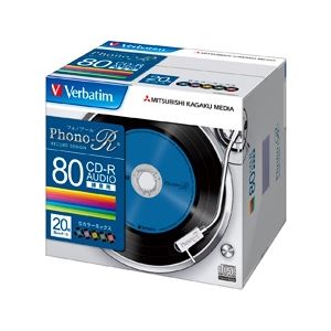 三菱化学メディア CD-R(Audio) 80分 5mmケース20枚パック カラーミックス(5色)Phono-Rシリーズ MUR80PHS20V1