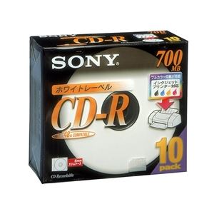 SONY データ用CD-R 追記型 700MB 48倍速 ホワイトプリンタブル 10枚P5mmスリムケース 10CDQ80DPWS - 拡大画像