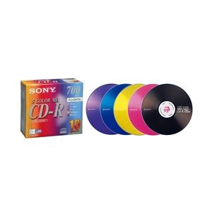 SONY データ用CD-R 追記型 700MB 48倍速 5色カラーMix 10枚P5mmスリムケース 10CDQ80EXS - 拡大画像