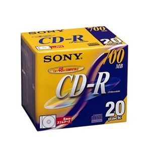 SONY データ用CD-R 追記型 700MB 48倍速 ノンプリンタブル(シルバーレーベル)20枚P 20CDQ80DN - 拡大画像