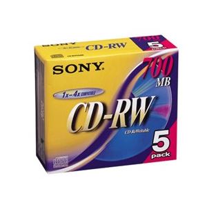 SONY データ用CD-RW 700MB 4倍速 ノンプリンタブル 5枚P 5CDRW700D - 拡大画像