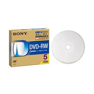 SONY データ用DVD-RWディスク 白色プリンタブル 2倍速対応 5枚パック 5ミリケース 5DMW47HPS - 拡大画像