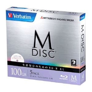 三菱ケミカルメディア M-DISC BD-R XL≪片面3層≫ 1回記録用 100GB 2-4倍速1枚5mmケース(透明)5P 紙箱入り インクジェットプリンタ対応(ホワイト) DBR100YMDP5V1