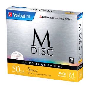 三菱ケミカルメディア M-DISC BD-R DL≪片面2層≫ 1回記録用 50GB 1-6倍速1枚5mmケース(透明)5P インクジェットプリンタ対応(ホワイト) DBR50RMDP5V1