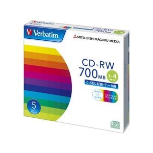 三菱ケミカルメディア CD-RW 700MB PCデータ用 4倍速対応 5枚スリムケース入り ノンワイド印刷可能 SW80QP5V1