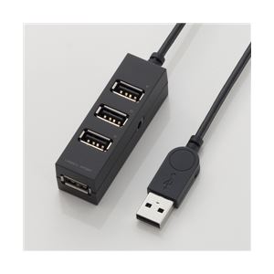 エレコム スイングプラグ採用 セルフ&バスパワー対応4ポートUSB2.0ハブ/1.0m(ブラック) U2H-TZ410SBK