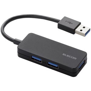 エレコム USB3.0ハブ/ケーブル固定/バスパワー/3ポート/ブラック U3H-K315BBK