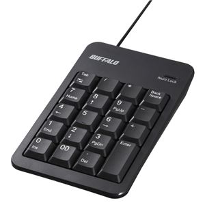 バッファロー 有線テンキーボード Tabキー/USBハブ付き ブラック BSTKH100BK