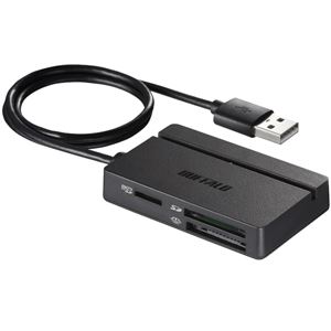 バッファロー USB2.0 マルチカードリーダー/ライター スタンダードモデル ブラック BSCR100U2BK 商品画像