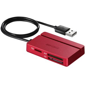 バッファロー USB2.0 マルチカードリーダー/ライター スタンダードモデル レッド BSCR100U2RD 商品画像