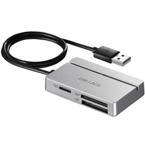 バッファロー USB2.0 マルチカードリーダー/ライター スタンダードモデル シルバー BSCR100U2SV 商品画像