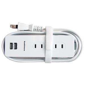カシムラ 国内タップ Aタイプ AC4口 USB2ポート 3A 1.2m (ホワイト) WM-6