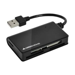 グリーンハウス SDXC対応 USB2.0 小型カードリーダ/ライタ バスパワー ブラック GH-CRM1A-BK