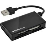 グリーンハウス SDXC対応 USB2.0 小型カードリーダ/ライタ バスパワー ブラック GH-CRM1A-BK