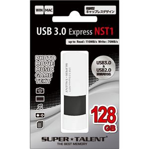SUPERTALENT USB3.0フラッシュメモリ 128GB ワンプッシュスライド Read:110MB/sWrite:70MB/s ストラップホール付 ST3U28NST1 商品写真2