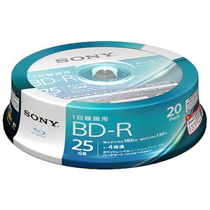 SONY ビデオ用BD-R 追記型 片面1層25GB 4倍速 ホワイトワイドプリンタブル20枚スピンドル 20BNR1VJPP4