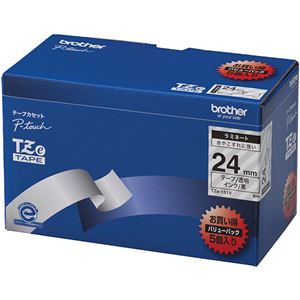 ブラザー工業 TZeテープ ラミネートテープ(透明地/黒字) 24mm 5本パック TZe-151V 商品画像