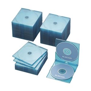 エレコム Blu-ray/DVD/CDスリムプラケース/2枚収納/50パック/クリアブルー CCD-JSCSW50CBU 商品画像