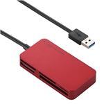 エレコム メモリリーダライタ/USB3.0/SD・microSD・MS・XD・CF対応/スリムコネクタ/レッド MR3-A006RD