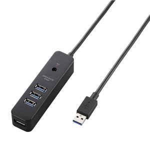 エレコム USB3.0ハブ/ケーブル直生え/セルフパワー/マグネット/4ポート/ブラック U3H-T410SBK 商品写真1