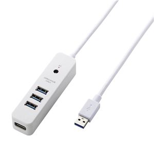 エレコム USB3.0ハブ/ケーブル直生え/セルフパワー/マグネット/4ポート/ホワイト U3H-T410SWH 商品写真