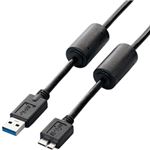 エレコム フェライトコア付きUSB3.0ケーブル(A-microB)/1.0m/ブラック USB3-AMBF10BK