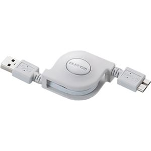 エレコム 巻き取りUSB3.0ケーブル(A-microB)/0.7m/ホワイト USB3-AMBRL07WH 商品写真2