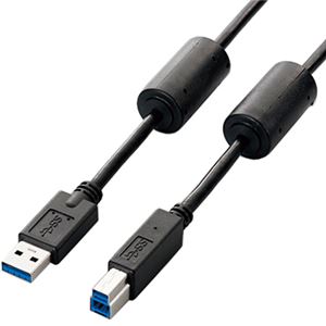エレコム フェライトコア付きUSB3.0ケーブル(A-B)/1.0m/ブラック USB3-BF10BK 商品写真2