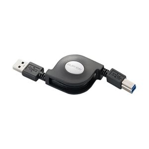エレコム 巻き取りUSB3.0ケーブル(A-B)/0.7m/ブラック USB3-RL07BK 商品画像