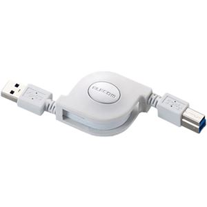 エレコム 巻き取りUSB3.0ケーブル(A-B)/0.7m/ホワイト USB3-RL07WH 商品写真2