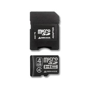 グリーンハウス microSDHCカード(アダプタ付属) 4GB Class4