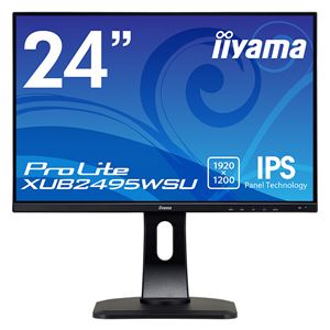 iiyama 24.1型ワイド液晶ディスプレイ ProLite XUB2495WSU（IPSパネル／WUXGA／DP／HDMI／D-Sub／USBハブ付／昇降／回転／スウィーベル） ブラック