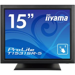 iiyama 15型タッチパネル液晶ディスプレイ ProLite T1531SR-5（抵抗膜方式／USB通信／シングルタッチ／防塵防滴／D-SUB／HDMI／DP） ブラック